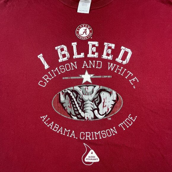Alabama Crimson Tide Shirt  Mens 2XL Red Short SleeveI bleed Crimson Blood Drive - Picture 4 of 8